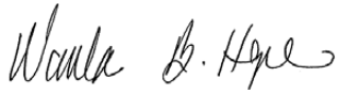 Wanda Bryant Hope's signature  (signature)