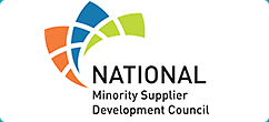 Orange, Blue, Green boxes making a swirl above National Minority Supplier Development Council (logo)
