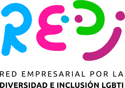 Red empresarial por la diversitdad e inclusión LGBTI logo with handwritten letters R E D I in different colors (logo)