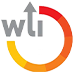 WLI with the L as an upward arrow surrounded by a circle with boxes in a red, orange, and yellow gradient (logo)